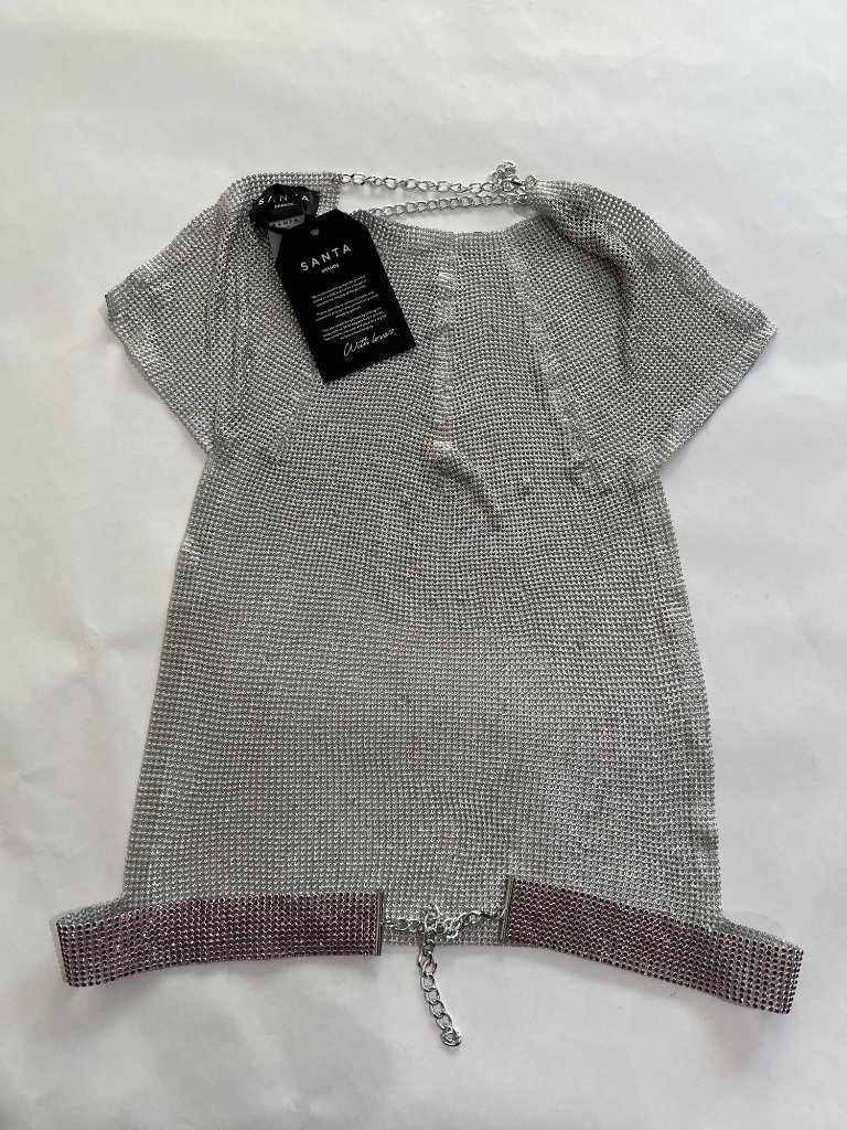 Santa Brands Sparkle Mexico Open Back Top In Silver/Magenta — image 5 of 5